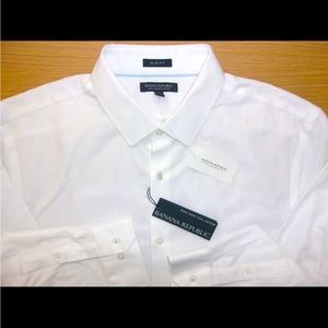 Lot of 3x Banana Republic NWT Men Slim Non Iron Dress Shirt XXL White 785111